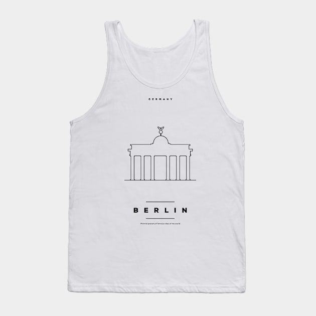 Berlin Minimal Black Line Design Tank Top by kursatunsal